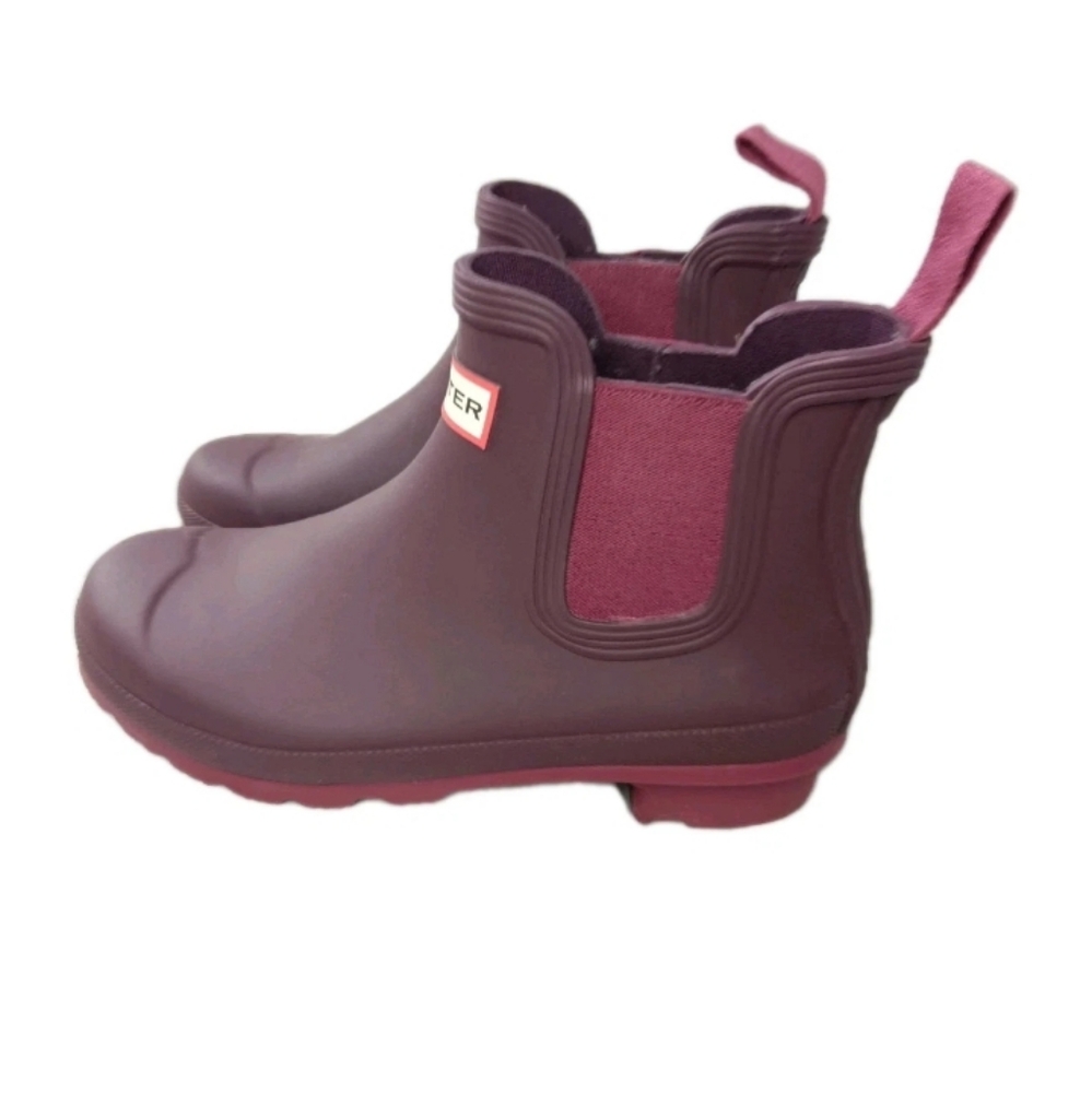 HUNTER Original Waterproof Chelsea Rain Boot Women's Size 6 Burgundy Retail $155 - Picture 2 of 8